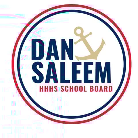 Dan Saleem HHHS School Board logo with anchor symbol in a red and navy circular badge